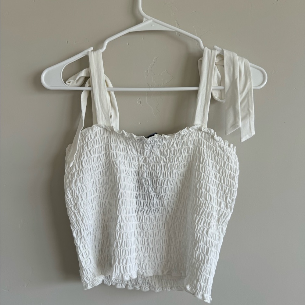 Forever 21 White Smocked Crop Top